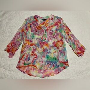 Charlie B Multicolor Abstract Blouse